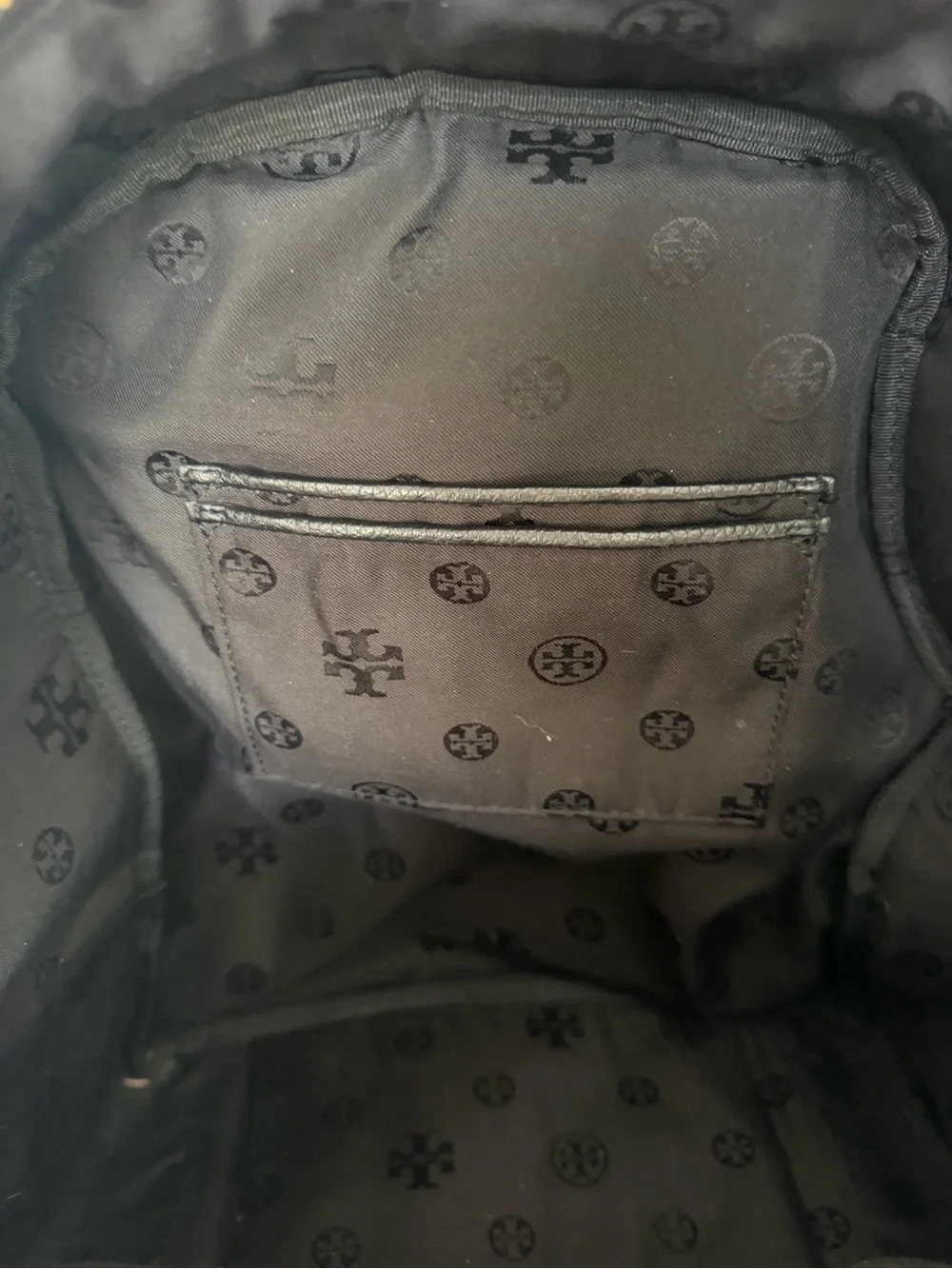 Tory Burch EUC Black Pebbled Leather Backpack